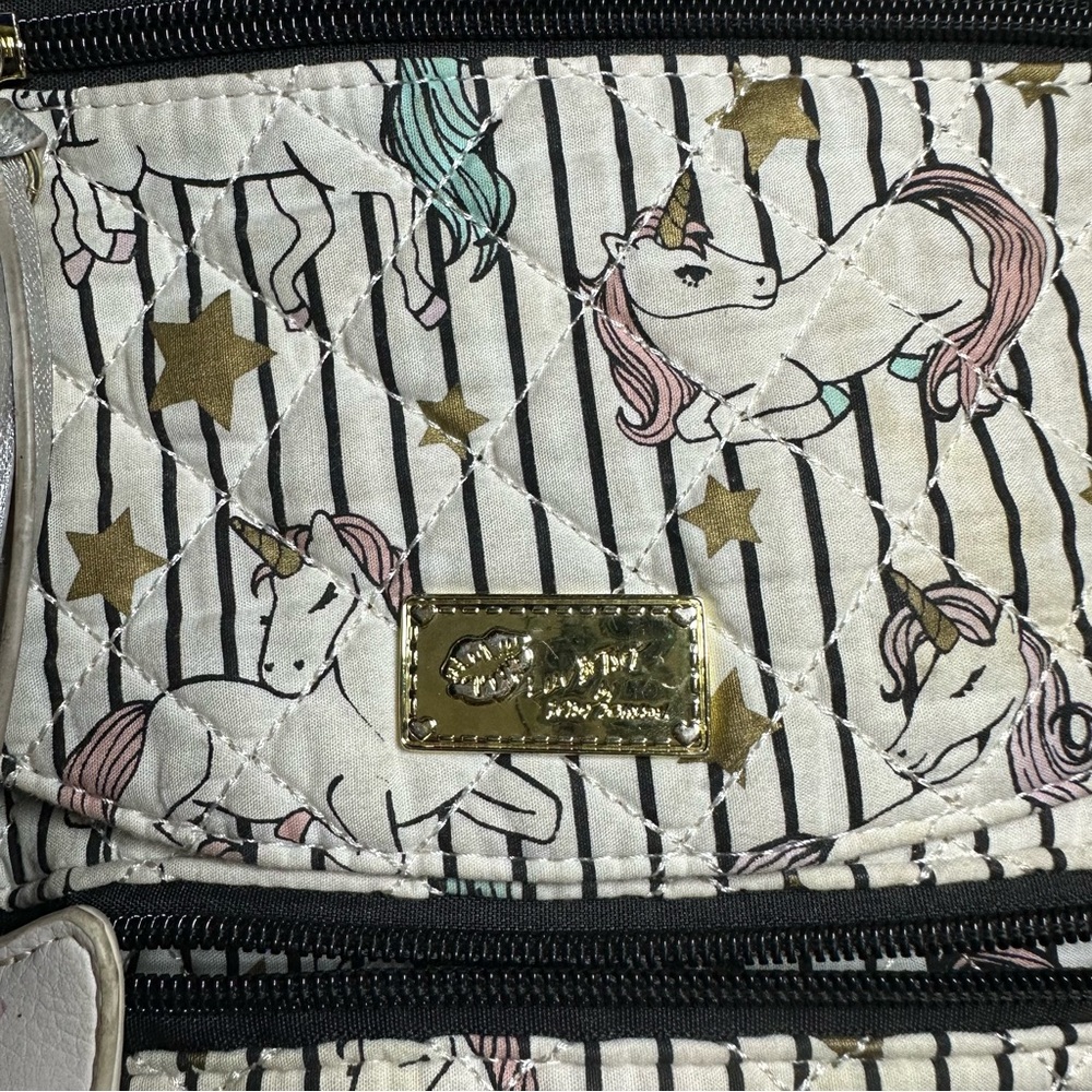 Unicorn Patterned Backpack with Gold Accents - image 4